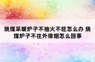 烧煤采暖炉子不抽火不旺怎么办 烧煤炉子不往外排烟怎么回事